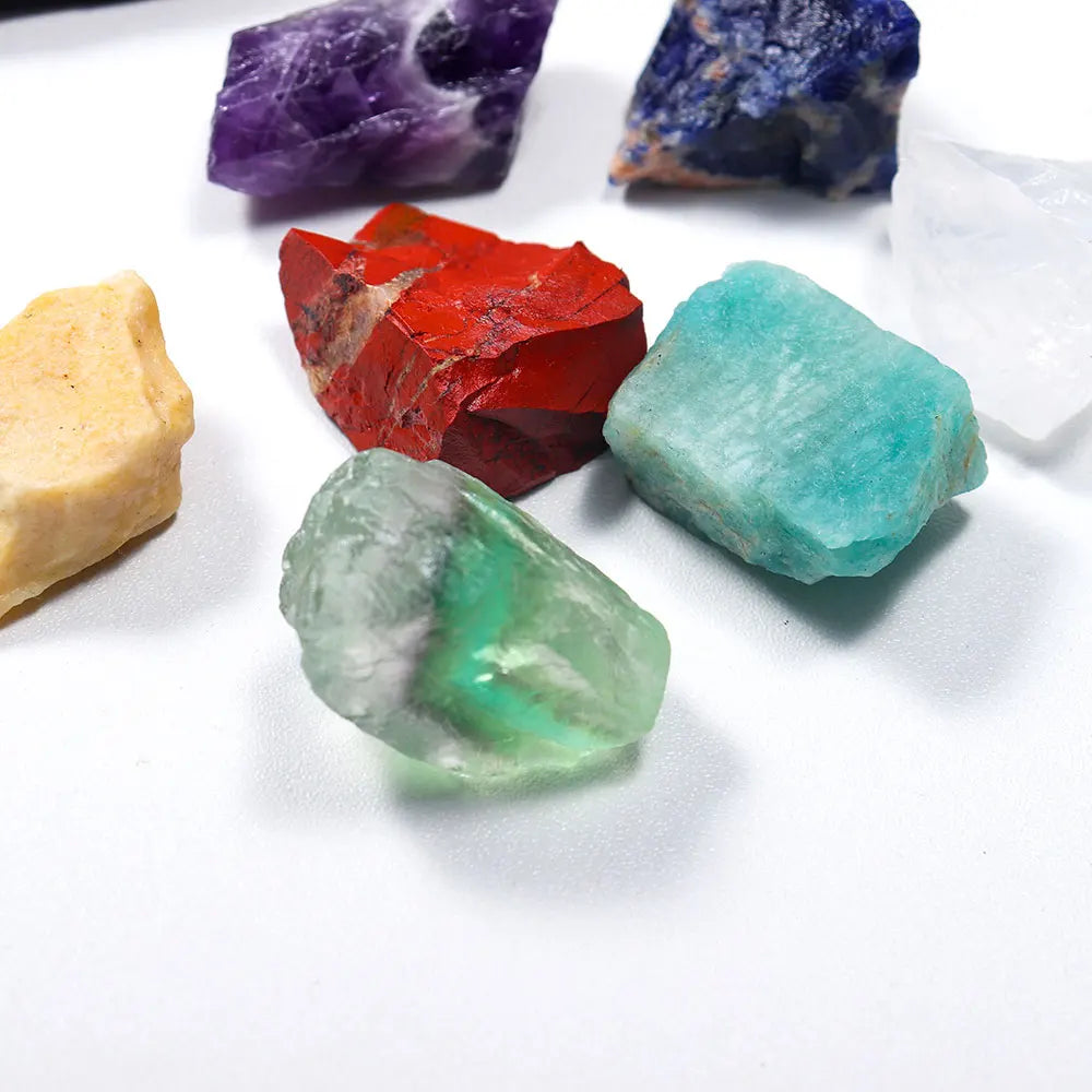 7pcs/set Natural Crystal Healing Gem 7 Chakra Set Raw Stones Yoga Meditation Mental Relaxation Gemstone Energy Gifts