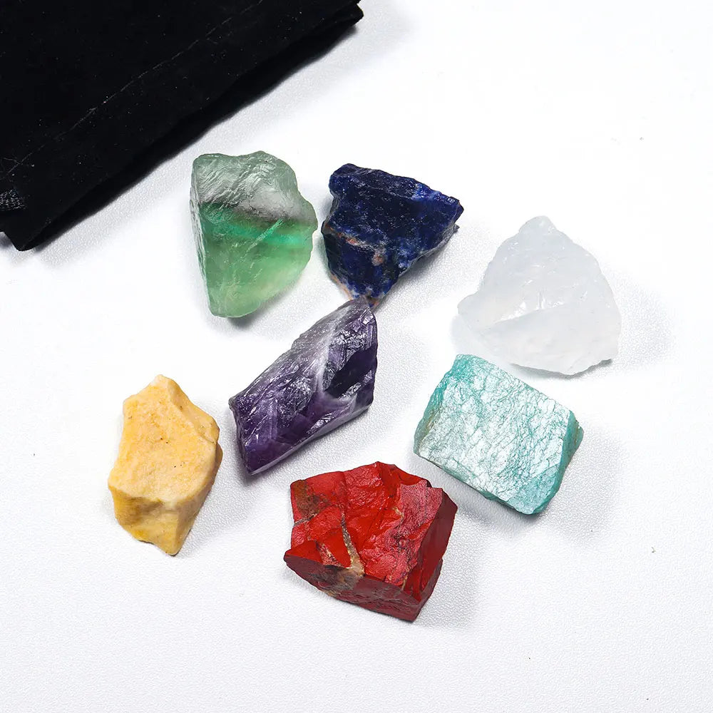 7pcs/set Natural Crystal Healing Gem 7 Chakra Set Raw Stones Yoga Meditation Mental Relaxation Gemstone Energy Gifts