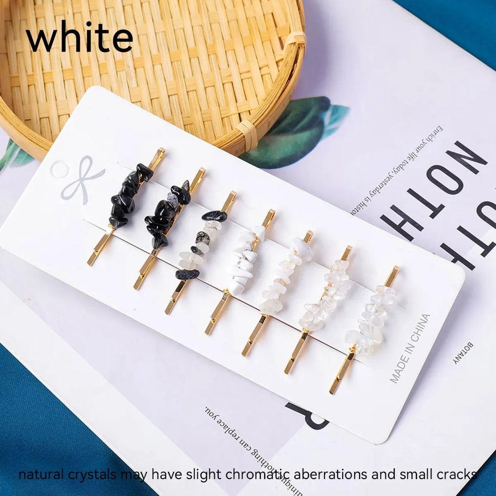 7pcs/set Natural Stone Hair Accessories DIY Handmade Crystal Health Energy Macadam Decoration Crystal Hairpin Gifts