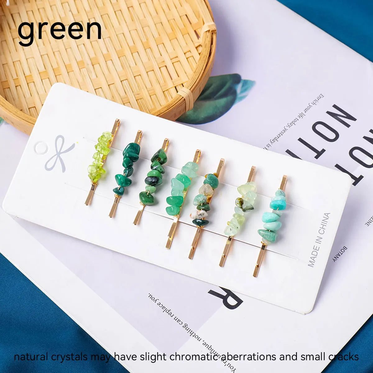 7pcs/set Natural Stone Hair Accessories DIY Handmade Crystal Health Energy Macadam Decoration Crystal Hairpin Gifts