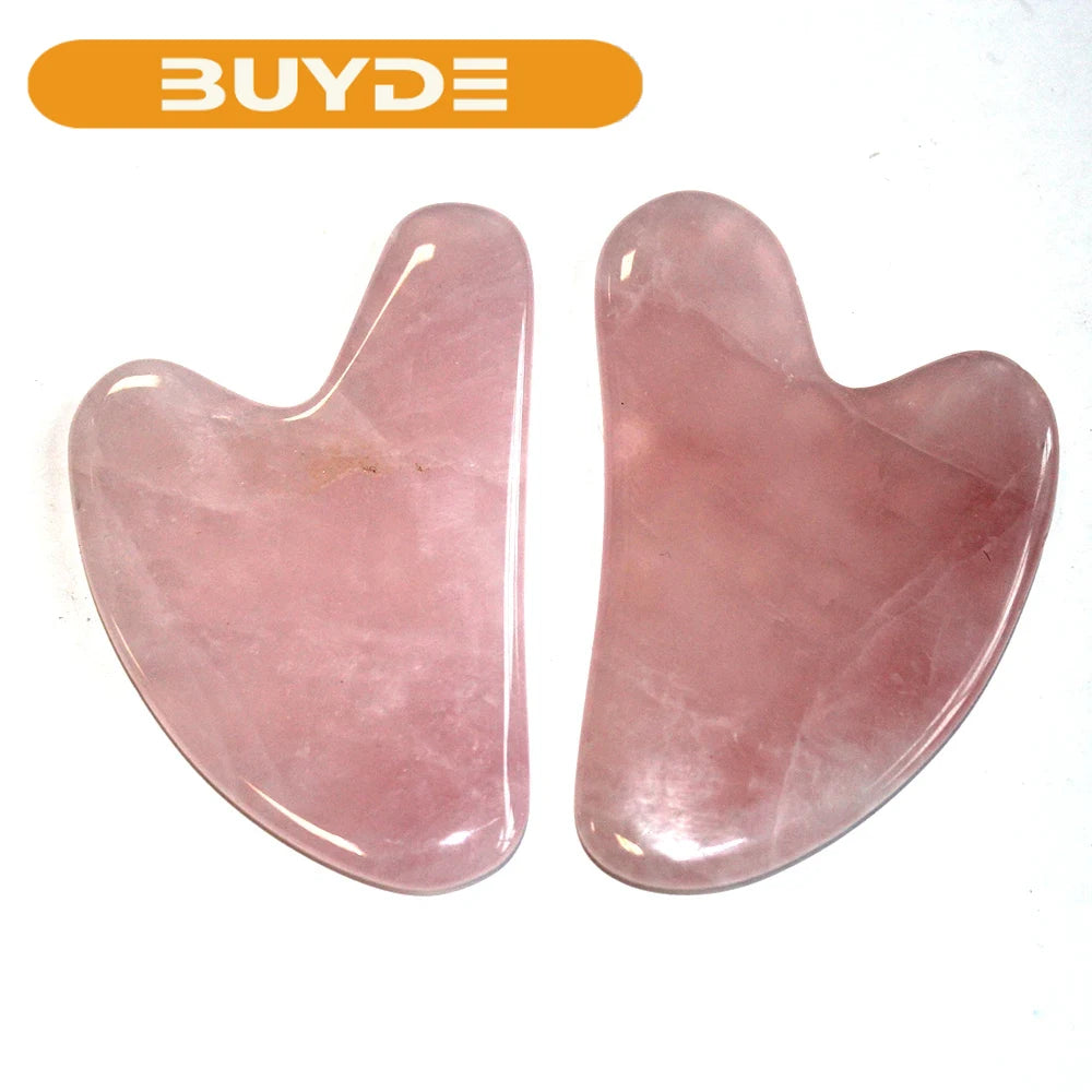 Natural Rose Quartz Gua Sha Board Pink Jade Stone Body Facial Eye Scraping Plate Acupuncture Massage Relaxation Health Care