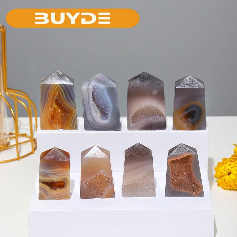 1PC Natural Quartz Tower Ornaments Mineral Collection Agate Crystal Cave Energy Gem Home Decoration