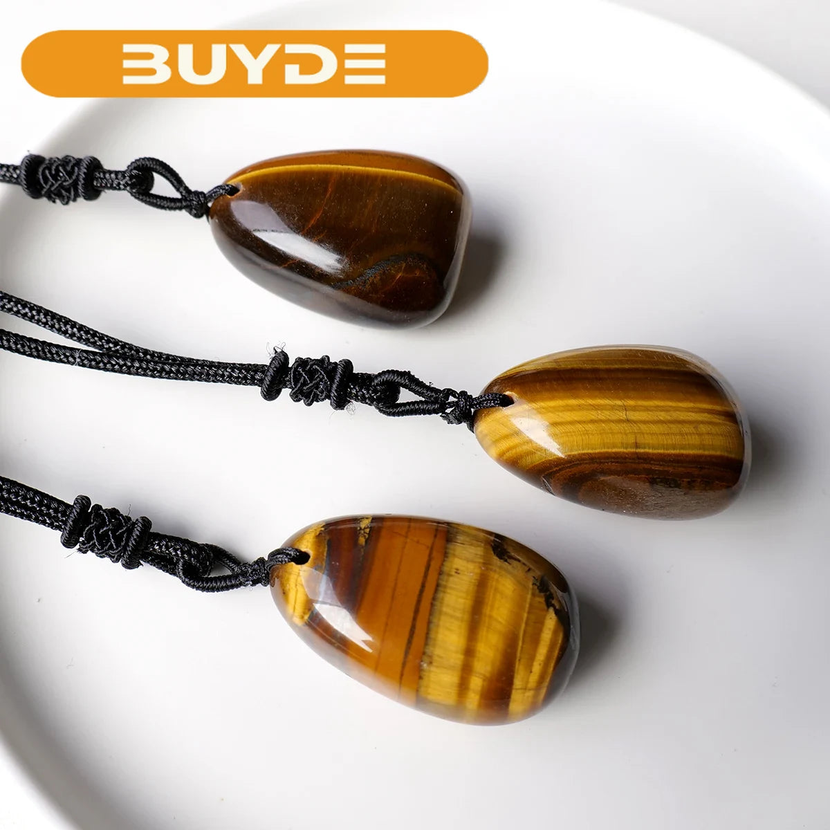 1PC Natural Stone Yellow Tiger eye Crystal Water Droplet Pendant Necklace Ornament Decorative Chakra Home Decoration