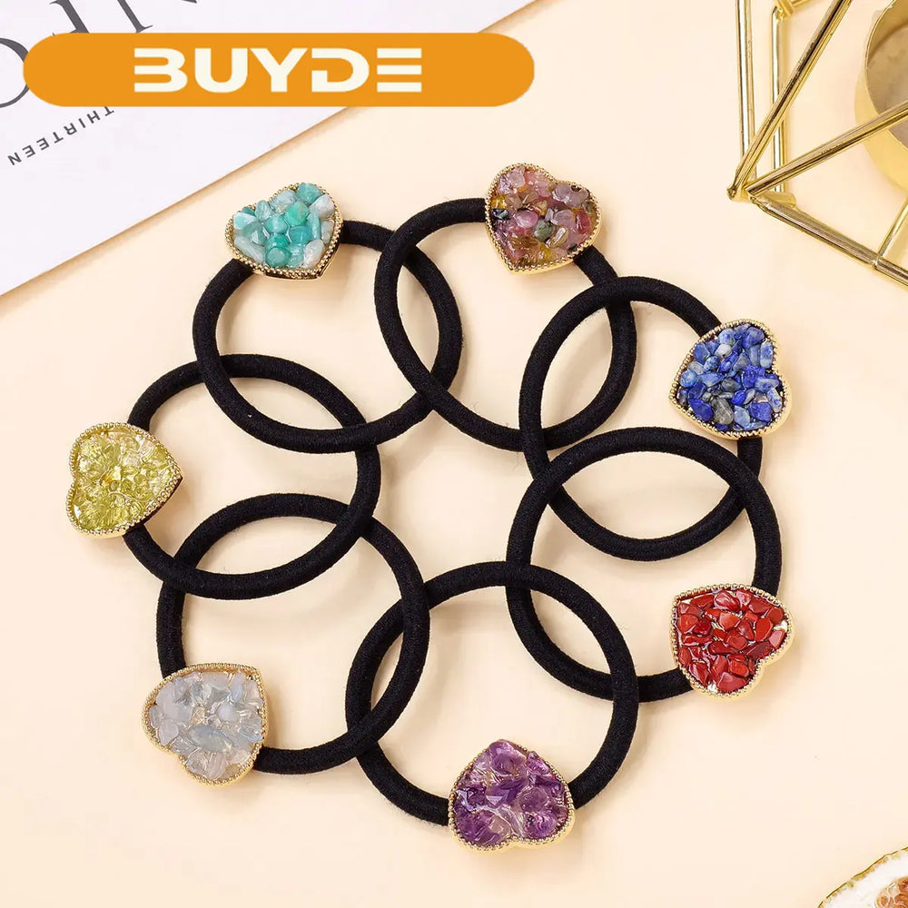 5pcs/bag Natural Stone Hair Accessories Tying Headband Handmade Crystal Health Energy Macadam Decoration Crystal Gifts