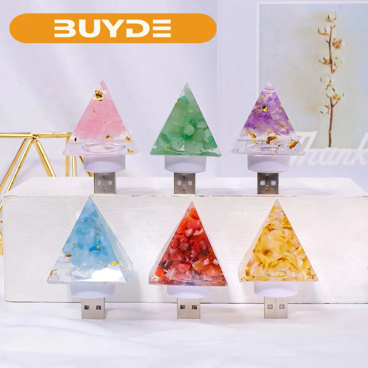 1PC Natural Crystal Stone Pyramid Statue Reiki Stone Pyramid Figurine Amulet Fengshui Sculpture for Home Office Decoration