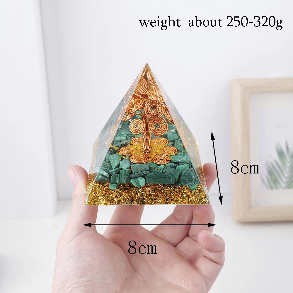 8CM  Natural Healing Stone Crystal Gravel Ogen Pyramid Energy injector Resin Crafts Home Decorations Office Decoration