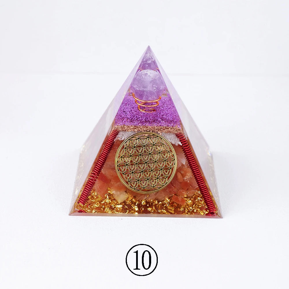 8CM  Natural Healing Stone Crystal Gravel Ogen Pyramid Energy injector Resin Crafts Home Decorations Office Decoration