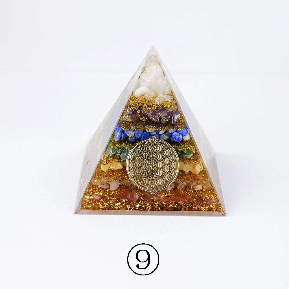 8CM  Natural Healing Stone Crystal Gravel Ogen Pyramid Energy injector Resin Crafts Home Decorations Office Decoration