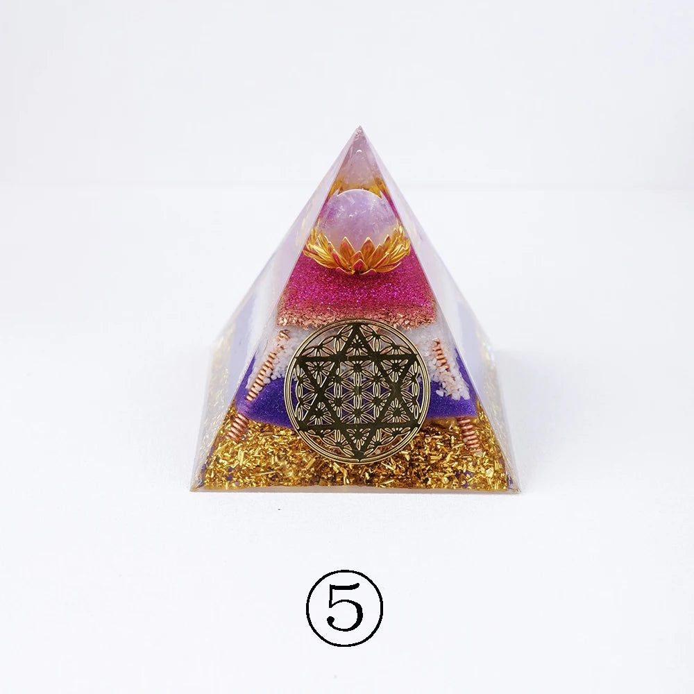 8CM  Natural Healing Stone Crystal Gravel Ogen Pyramid Energy injector Resin Crafts Home Decorations Office Decoration