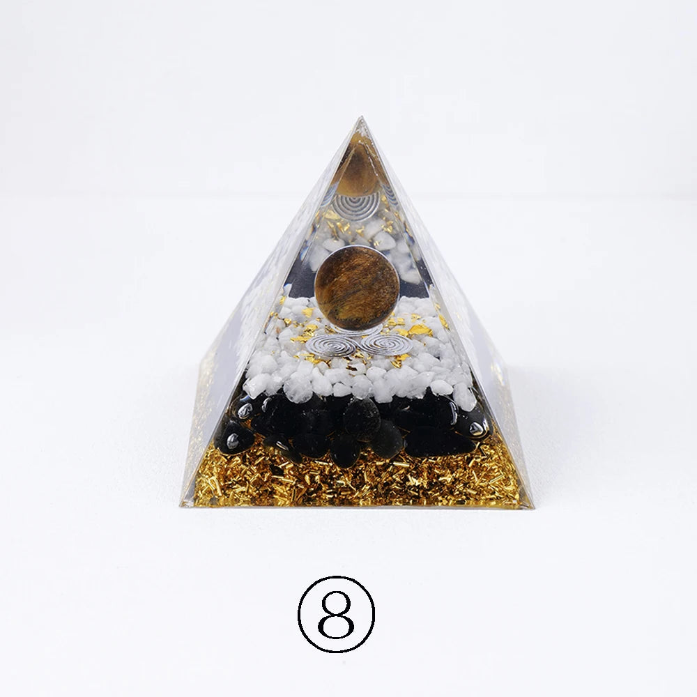 8CM  Natural Healing Stone Crystal Gravel Ogen Pyramid Energy injector Resin Crafts Home Decorations Office Decoration