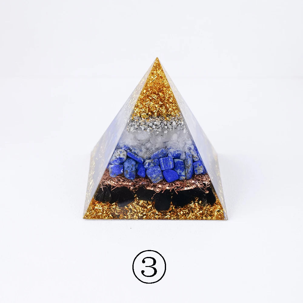 8CM  Natural Healing Stone Crystal Gravel Ogen Pyramid Energy injector Resin Crafts Home Decorations Office Decoration