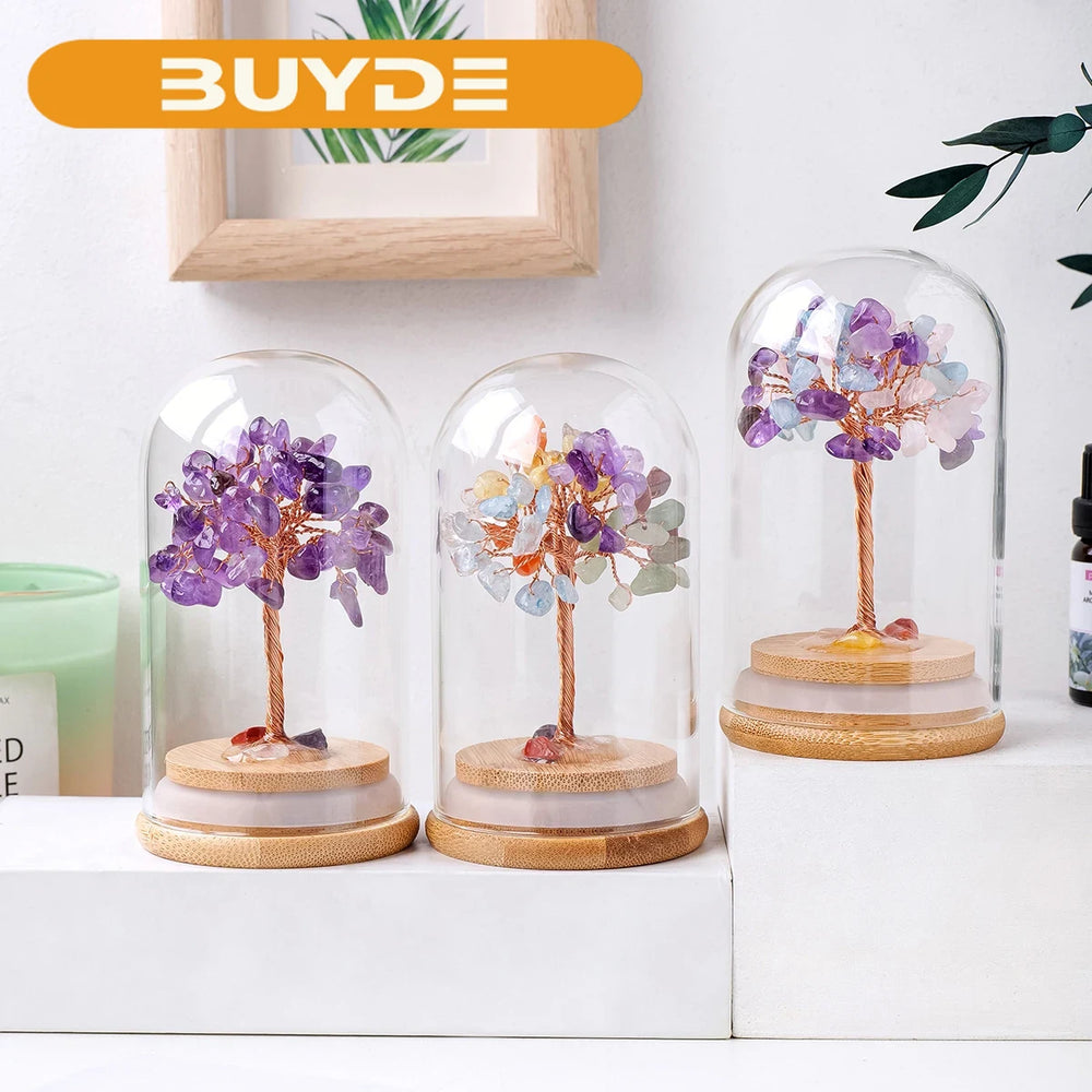 1PC Natural Crystal Gravel Specimen Stone Feng Shui Crystal Money Tree Glass Bottle Desktop Home Decoration Accessories