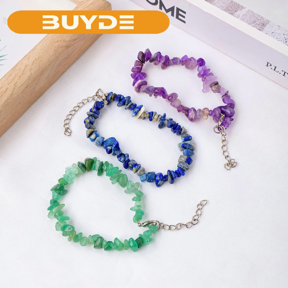 1PC Natural Gemstone Chakra Crystal Healing Chip Stretch Bracelets Polished  Reiki Yoga Chipped Gravel Bead Jewelry Accessories