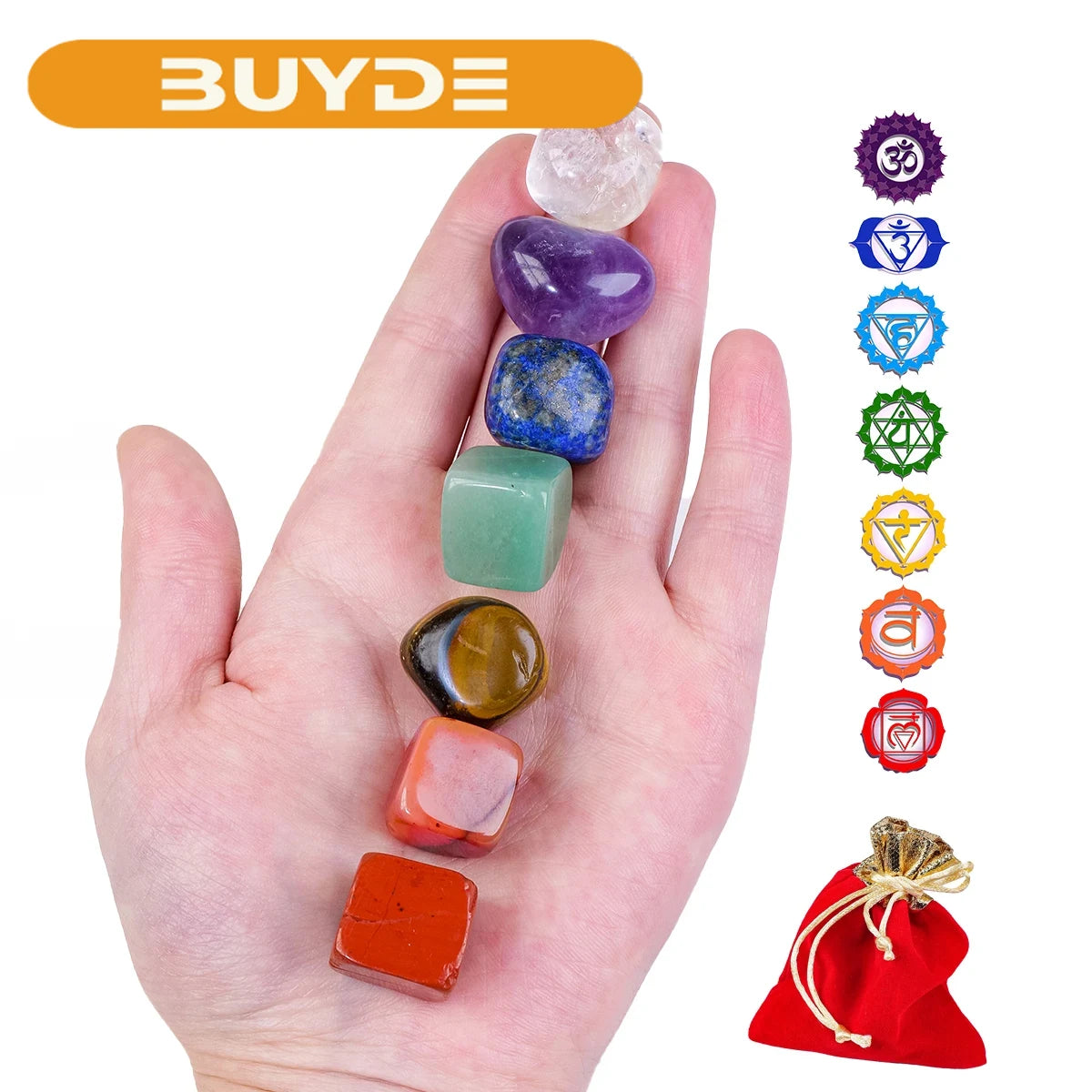 1PC Natural Crystal Healing Gem 7 Chakra Set Tumbled Stones Yoga Meditation Mental Relaxation Gemstone Energy Gifts