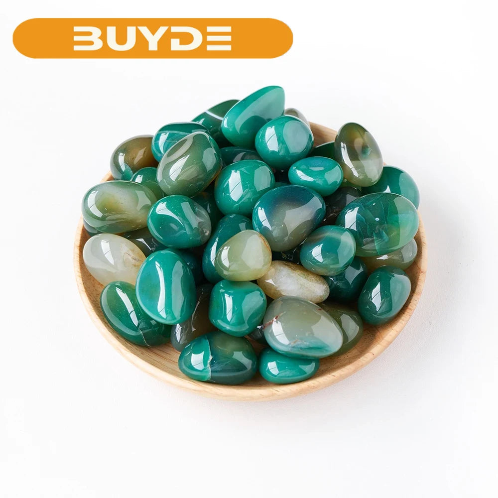 50g/bag Natural Agate Green Banded Tumblestone Crystal Gemstones Garden fish tank Flowerpot swimming pool healing vein reiki