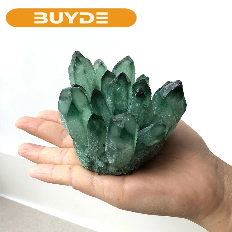 1pc Green Ghost Phantom Quartz Crystal Cluster rock stones and crystals mineral reiki Healing Specimen Home decor （not natural ）