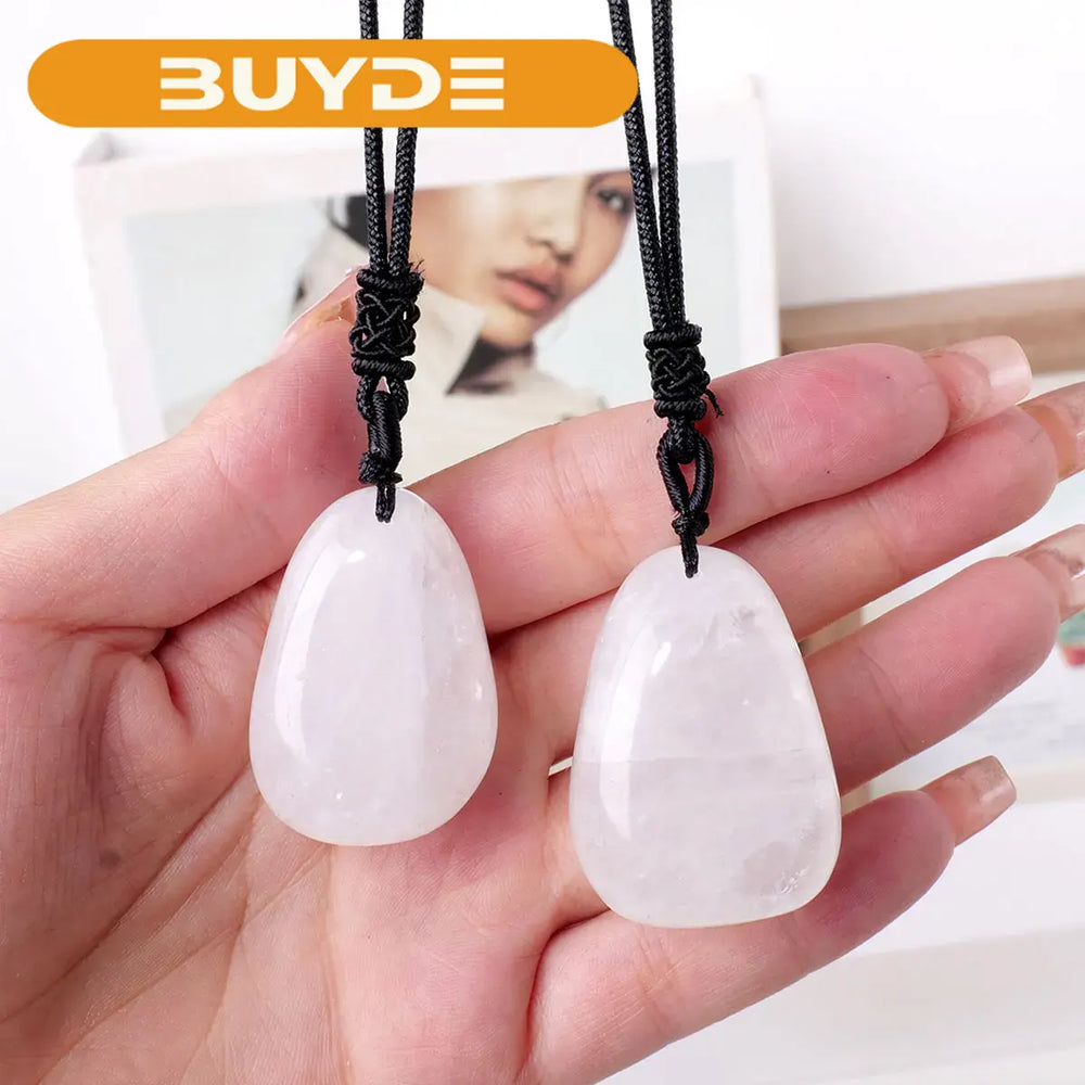 1pc Natural Stone Clear quartz Crystal Water Droplet Pendant Sphere Necklace Ornament Decorative Chakra Home Decoration