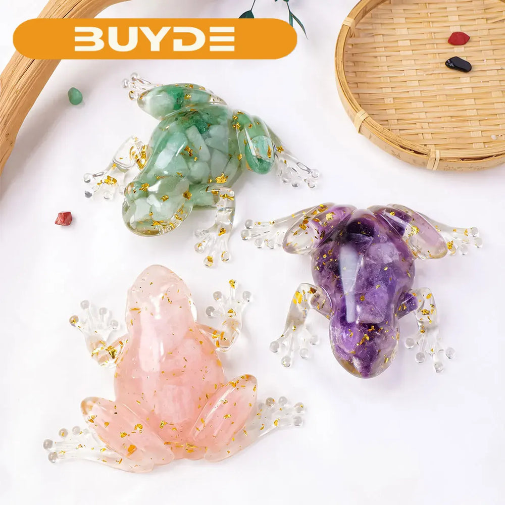 1PC Natural Crystal Rough Stone Frog Statue Reiki Stone Frog Figurine Amulet Fengshui Sculpture for Home Office Decoration