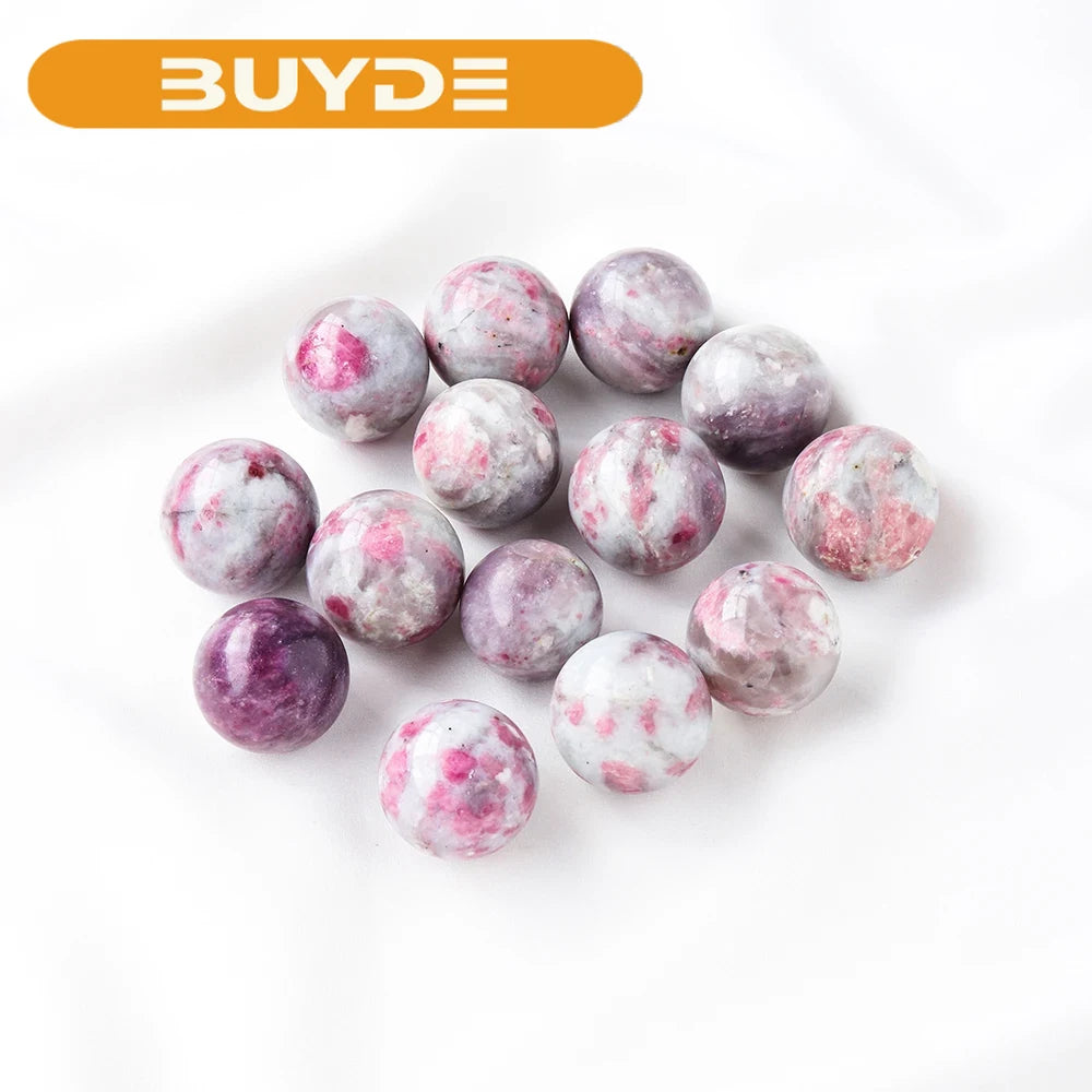 1pc Natural Tourmaline of Plum Blossom Sphere Energy Decoration Quartz Ball Divination Crystal Gift Ornaments