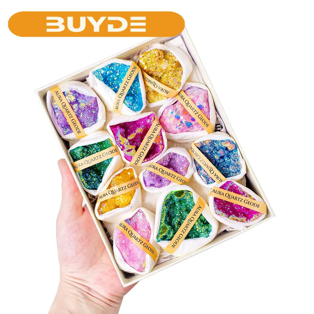 1set Natural Quartz Raw Stone Energy Collection Box Crystal Specimen Geography Teaching Decoration Gift