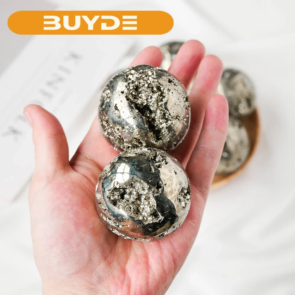 Natural Chalcopyrite Crystal Sphere Pyrite Ball Crystal Stone Rock Healing Specimen Mineral Reiki Chakra Home Room Decoration