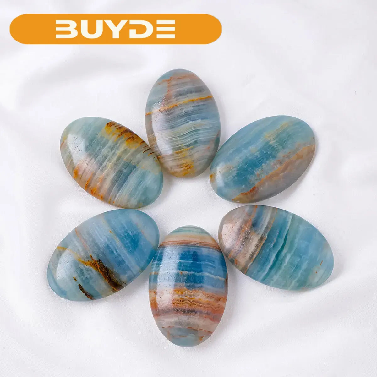 1PC Natural Crystal Blue Onyx Palm Stone Mind Divination Healing Finger Massage Energy Stone Feng Shui Yoga Home Decoration