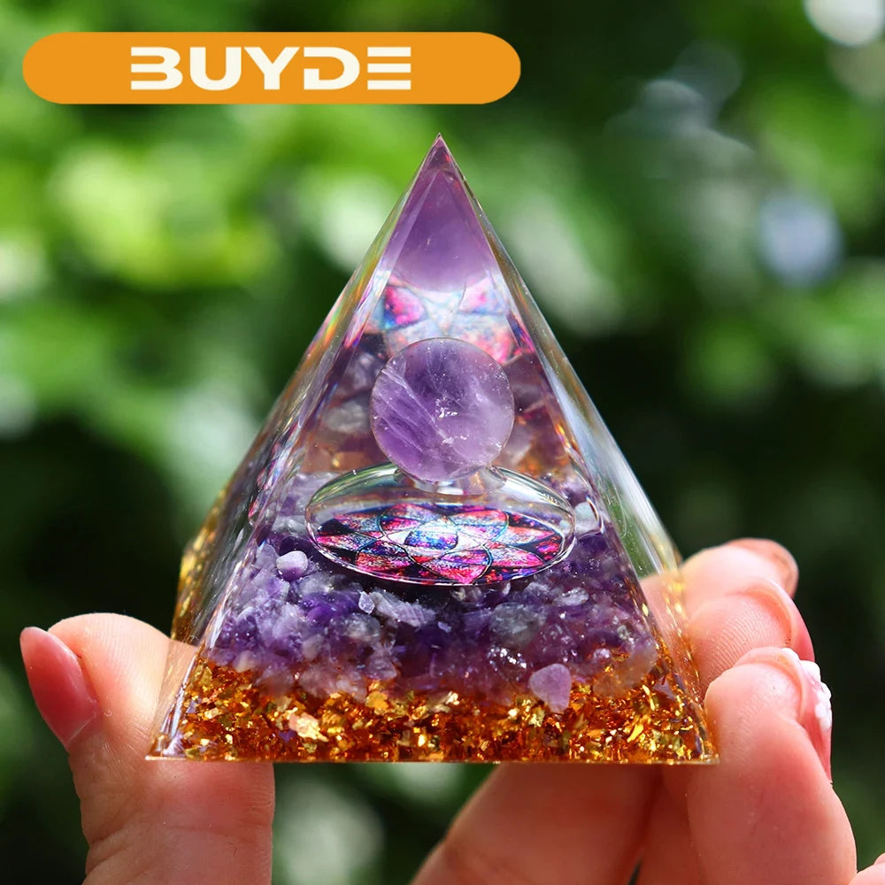 5CM Natural Crystal Sphere Orgonite Pyramid Healing Crystals Energy Reiki Chakra Meditation Lucky Gather Wealth Stone