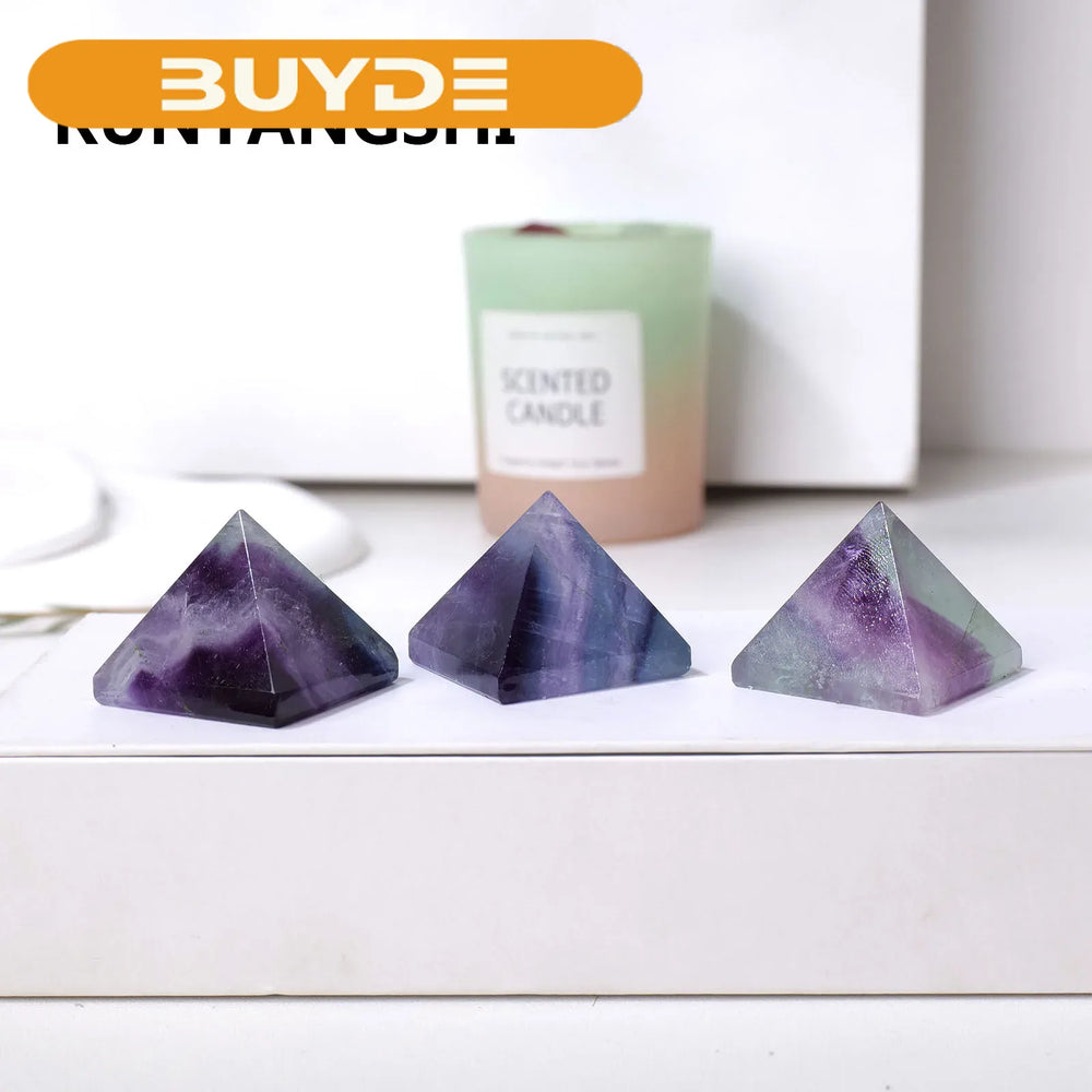 1PC 1PC Natural Stones Colorful Fluorite Crystal Pyramid Quartz Healing Stone Chakra Reiki Crystal THome Decor Crafts