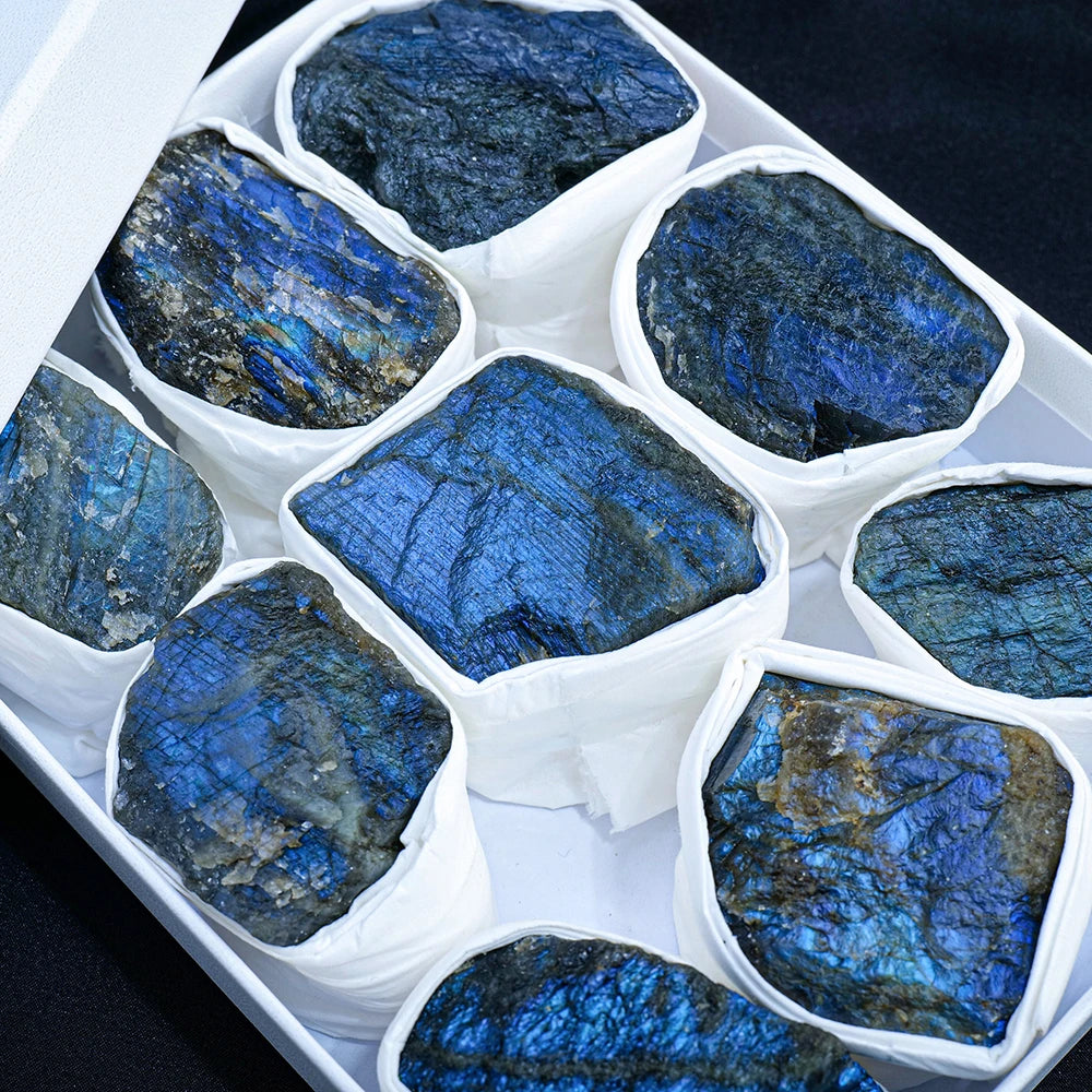 9pcs/set Natural Quartz Raw Stone Energy Collection Box Crystal Specimen Geography Teaching Decoration Gift