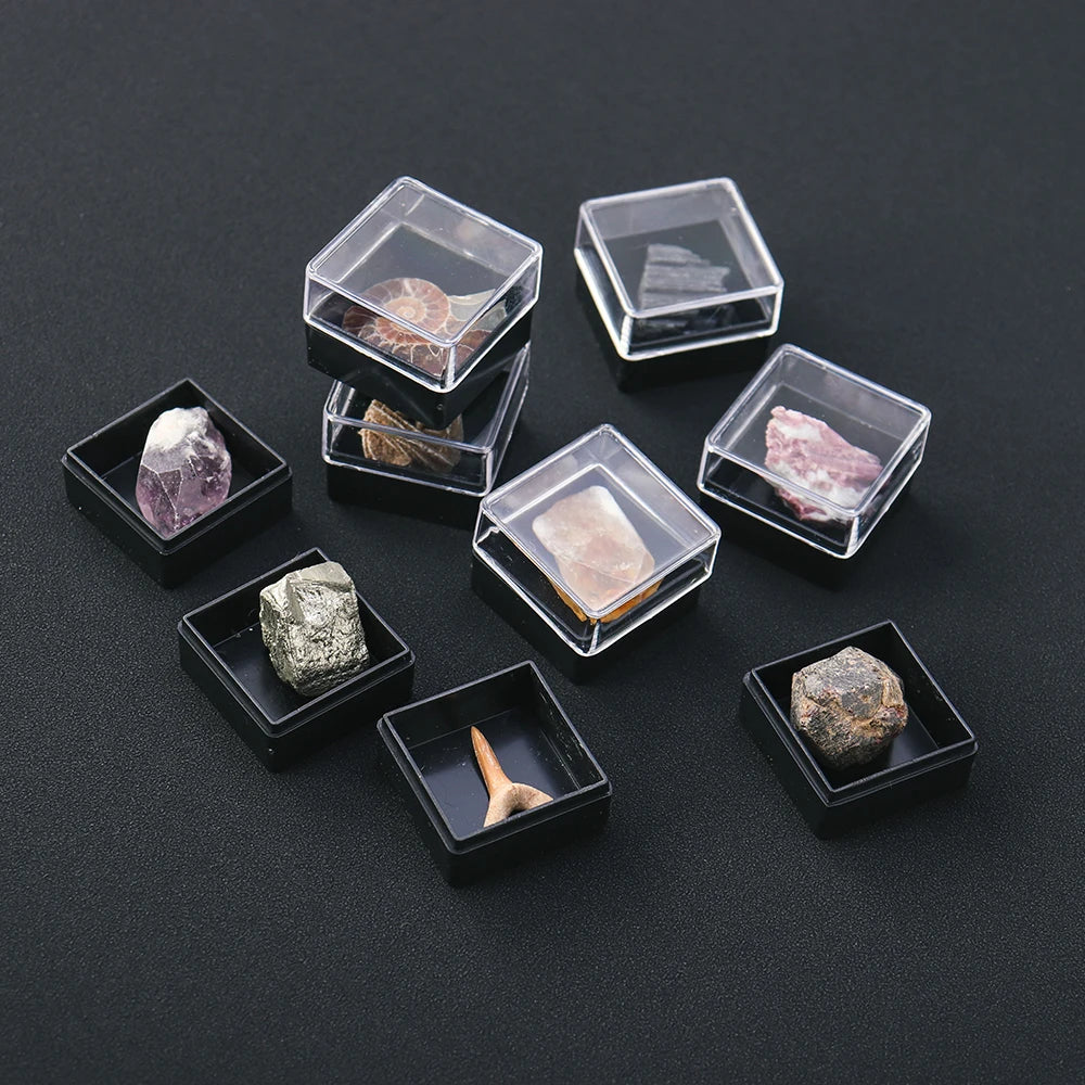 9pcs/set Natural Quartz Raw Stone Energy Collection Box Crystal Specimen Geography Teaching Decoration Gift