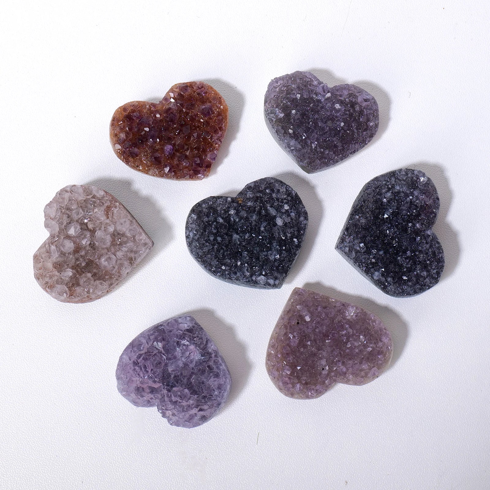 1pc Natural Purple Quartz Colorful Amethyst Heart Cluster Healing  Raw Stone Mineral Specimen Collection Ornament