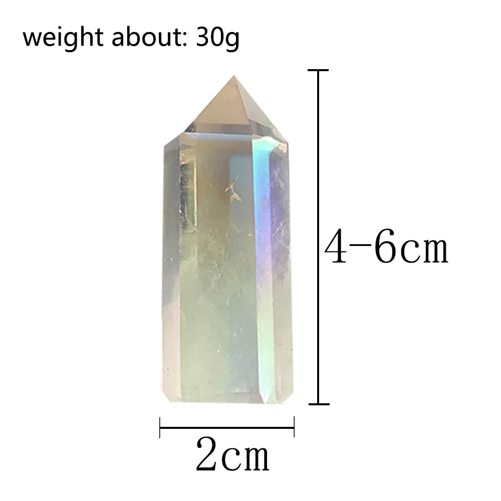 Angel Aura Gemstone Natural Clear Quartz Point Ornament Healing Decoration Energy Crystal Wand Christmas Gift