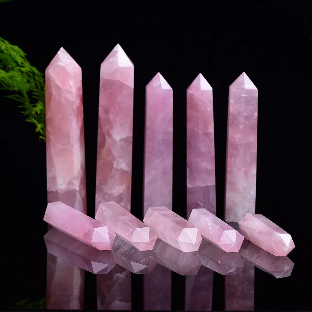 BIG Natural Rose Quartz Crystal Point Mineral Ornament Magic Repair Stick Family Home Decoration Study Decoration DIY Gift