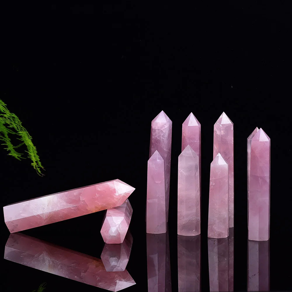 BIG Natural Rose Quartz Crystal Point Mineral Ornament Magic Repair Stick Family Home Decoration Study Decoration DIY Gift