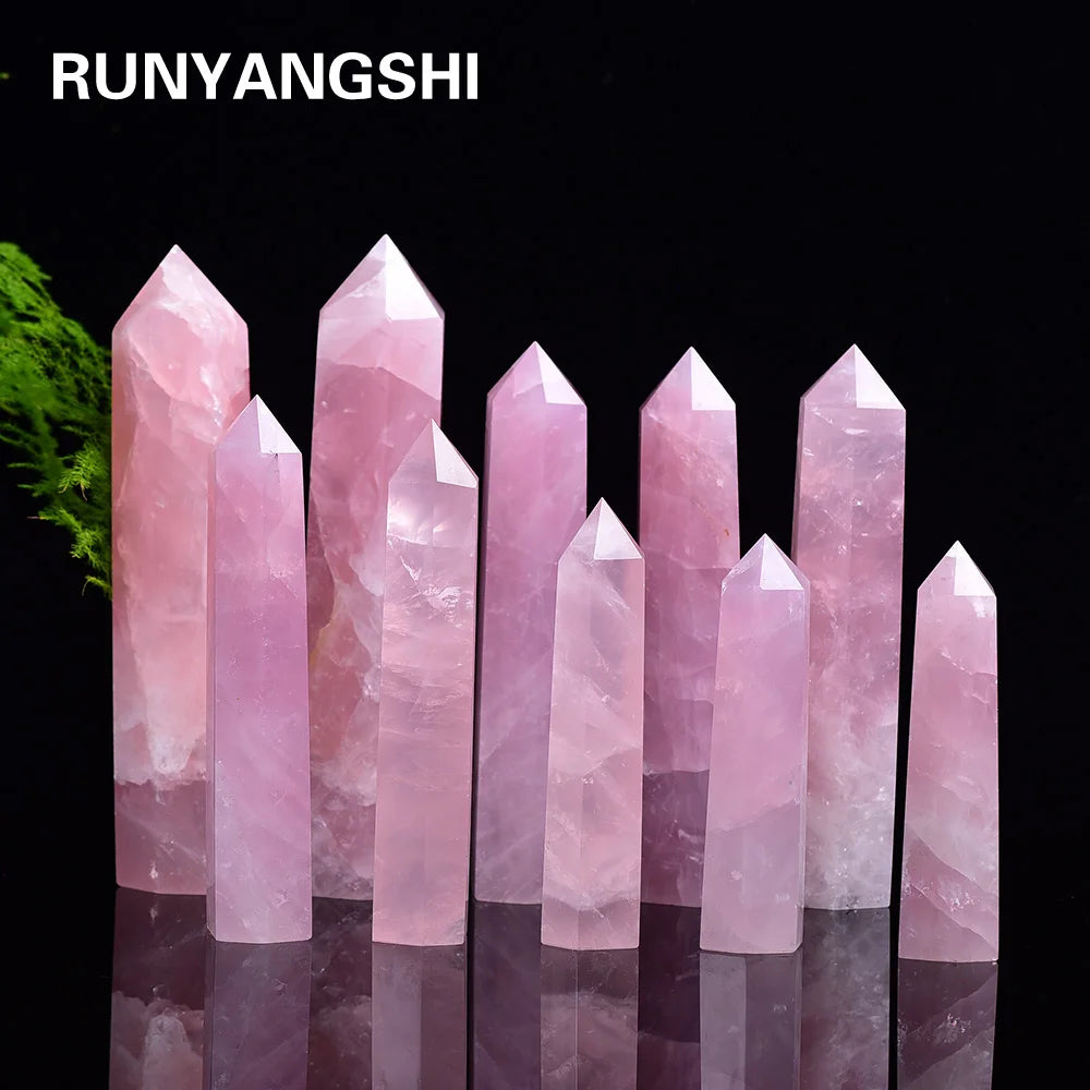 BIG Natural Rose Quartz Crystal Point Mineral Ornament Magic Repair Stick Family Home Decoration Study Decoration DIY Gift