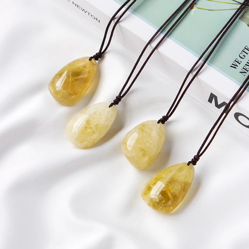 Charm Natural Gemstones Yellow Crystal Water Drop Pendant Citrine Women Jewelry Gift Diy Jewelry Making Necklace Accessories