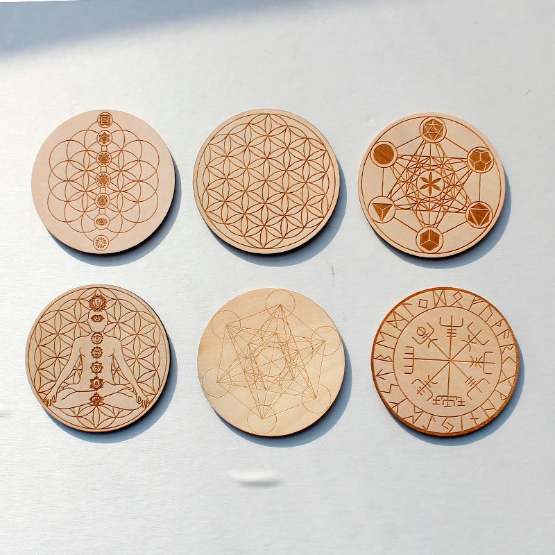 FOR Natural Crystal 7 Chakra Reiki Luky Crystal Sphere Beads Seven Star Array Base Handmade Wooden Pedestal Coaster Home Decor