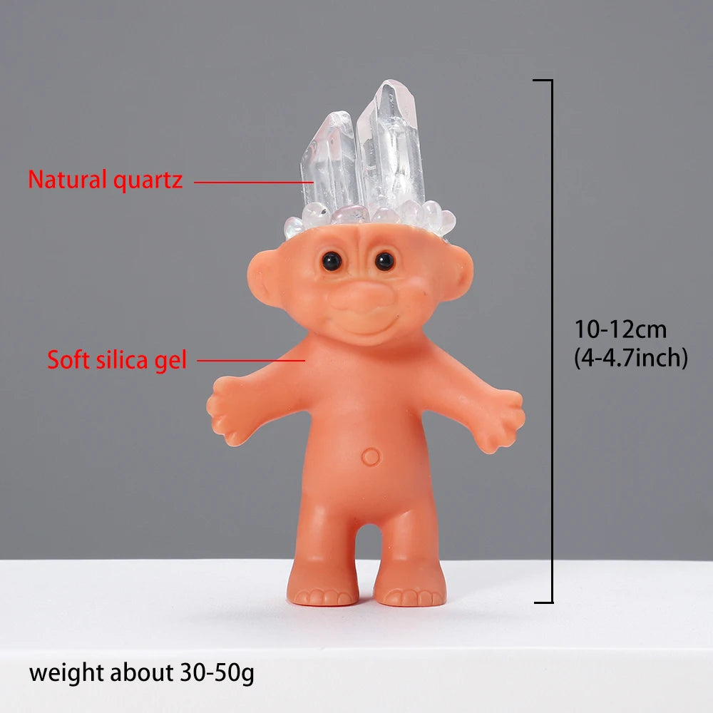 Funny Exaggerated Cute Doll Natural Crystal Ornaments Energy Transparent Quartz Baby Decoration Daughter Gift