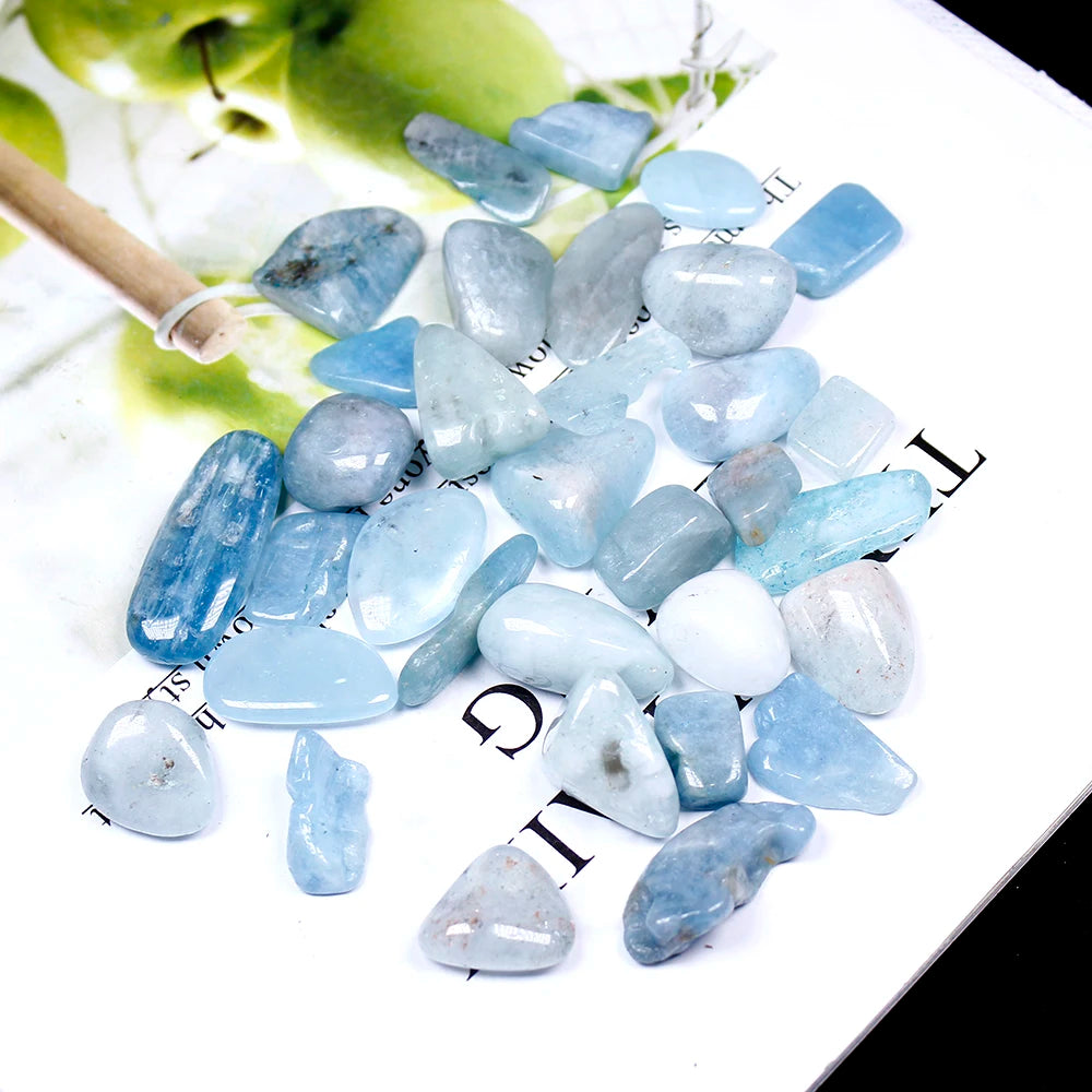 Natural crystal stone Aquamarine Protolith  Tumbled Stone Healing Reiki Crystal Chakra Home Decor Garden Flower Decorative