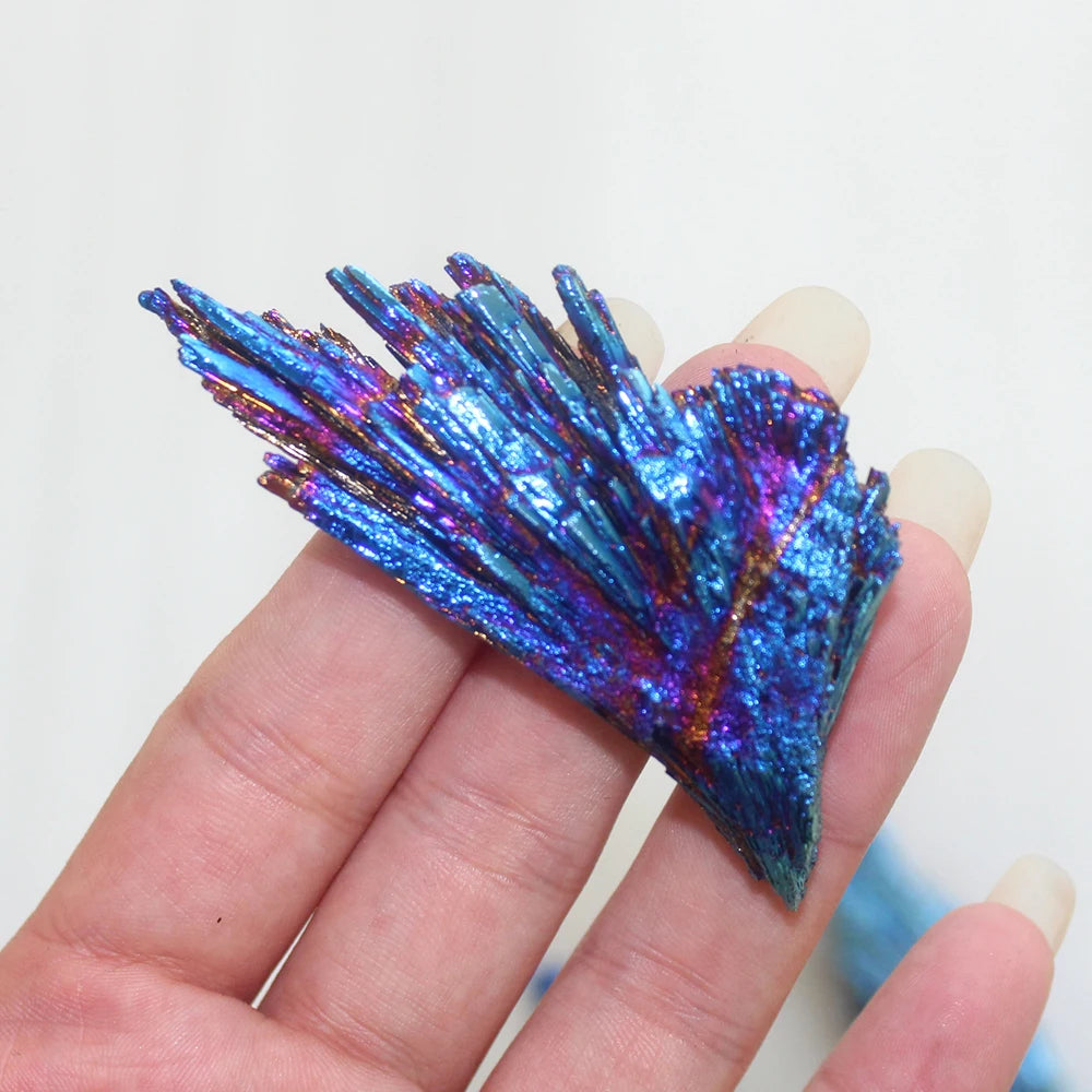 Buyde 1pc Natural Quartz Crystal Jet stone Rainbow Titanium Cluster  Mineral Specimen Healing