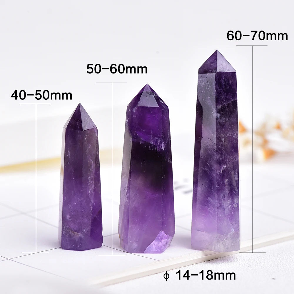 4-7cm 1pc 100% Natural Uruguay deep purple amethyst Crystal Quartz Point  Terminated Wand Healing Gemstone Ornaments Crafts