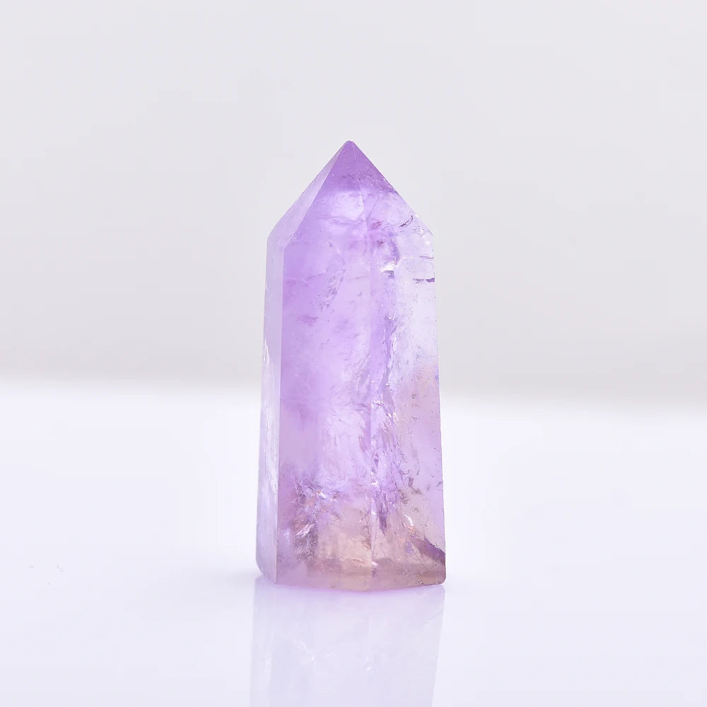 35-45mm Natural Crystal Point Brazilian Amethyst Healing Obelisk purple Quartz Wand Ornament for Home Decor Energy Stone