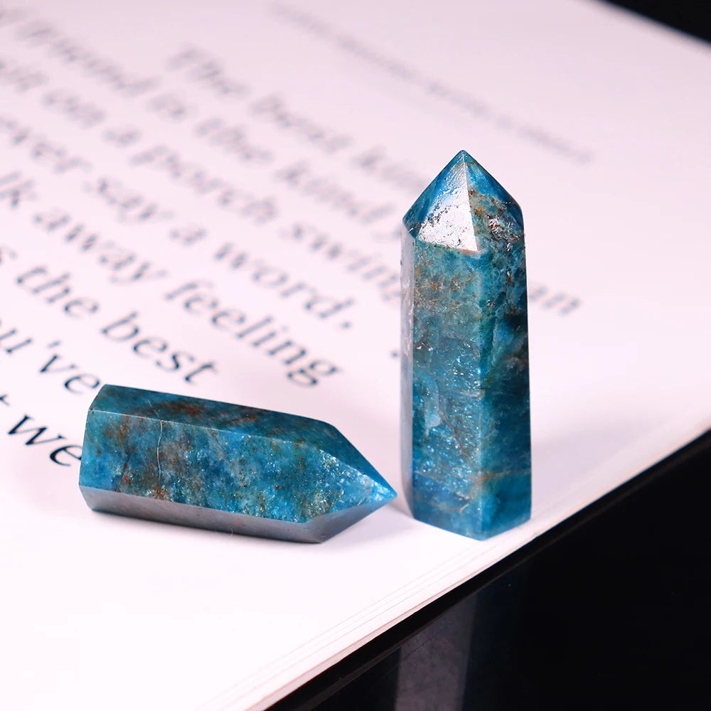 Natural crystal stone apatite Crystal wand Healing Stone Hexagonal Prisms Obelisk Wand Treatment Stone DIY Gift