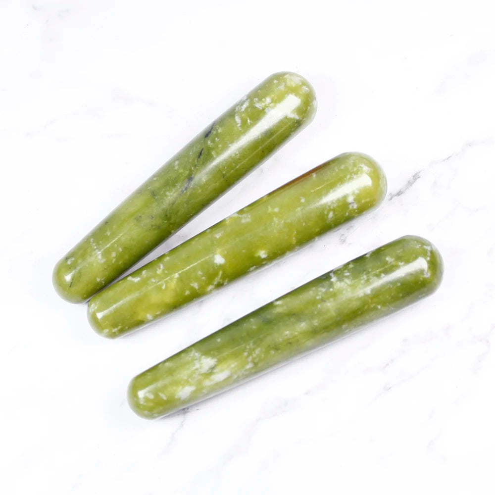 1PC good Quality Natural Green jade xiuyu Wands Gemstone Crafts Pleasure Wand Body Hand Massage Wood Magic Stone Ornament Gifts