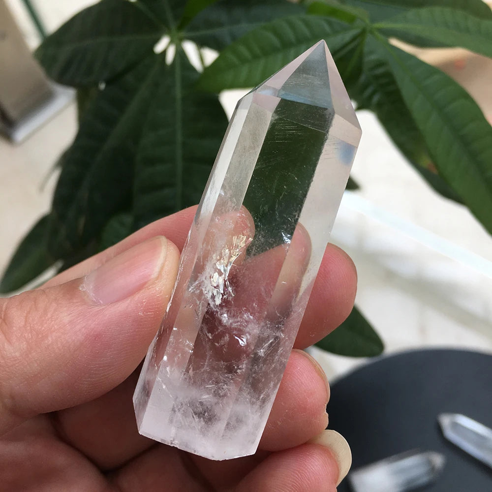 Natural Crystal Transparency Quartz Point Healing Stone Hexagonal Prisms 30-80mm Obelisk Wand Treatment Stone Home Decor 1PC