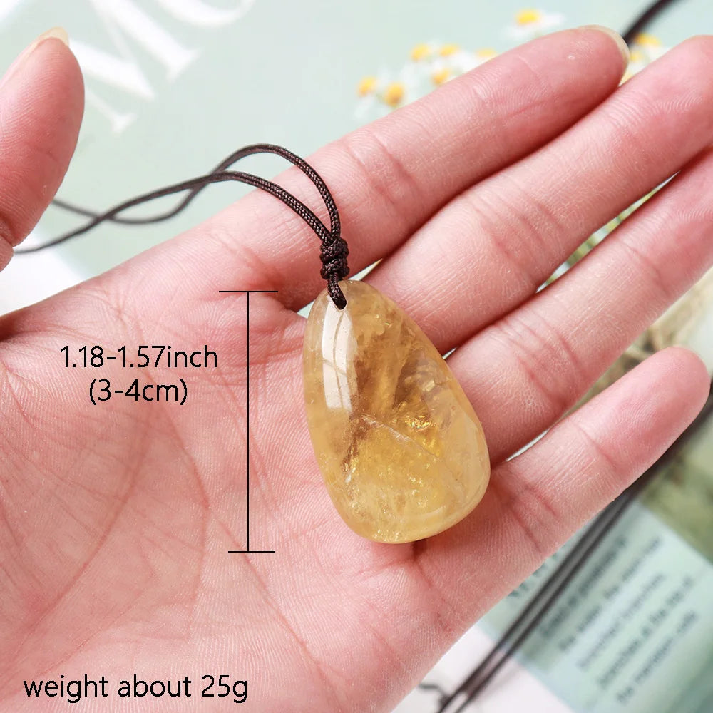 Charm Natural Gemstones Yellow Crystal Water Drop Pendant Citrine Women Jewelry Gift Diy Jewelry Making Necklace Accessories