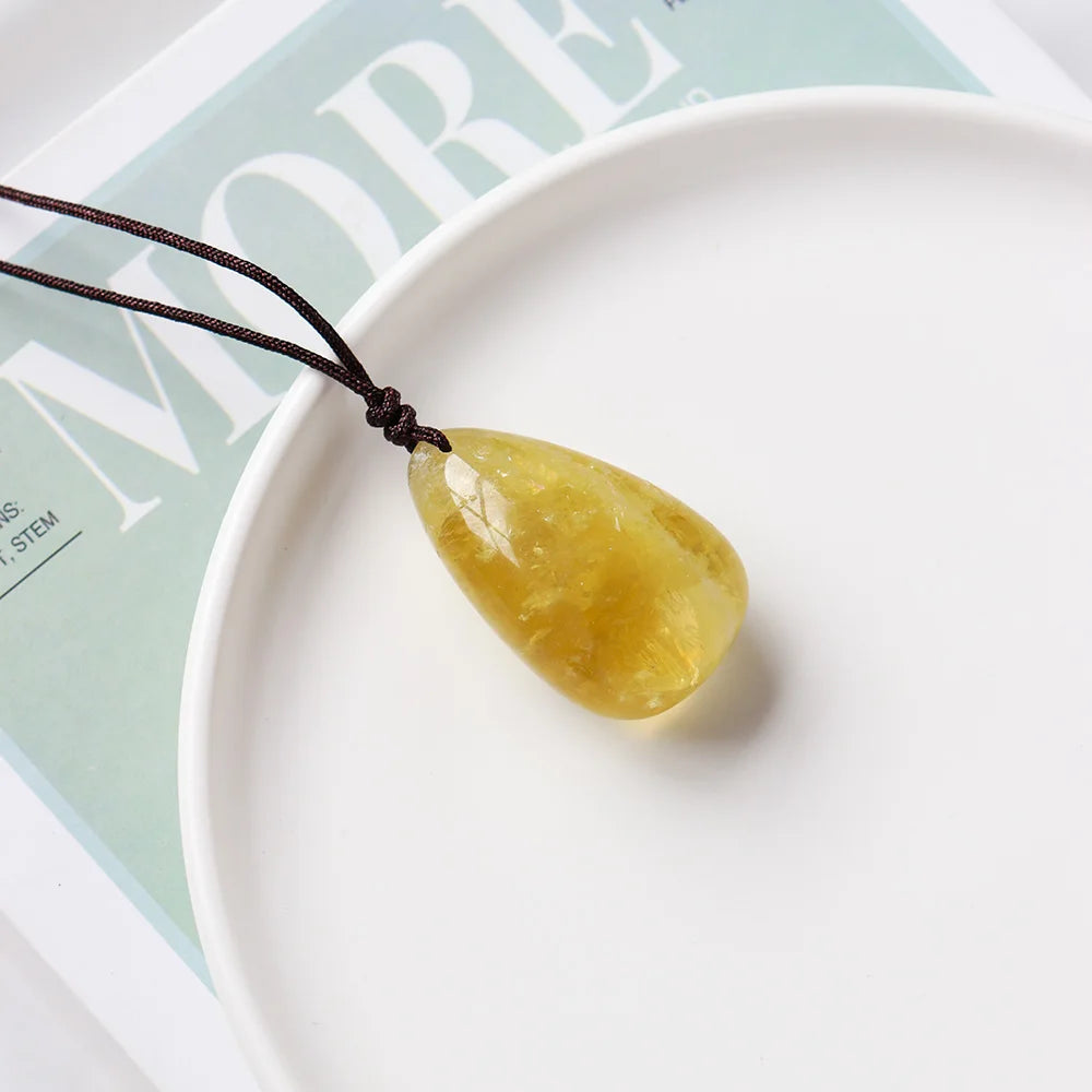 Charm Natural Gemstones Yellow Crystal Water Drop Pendant Citrine Women Jewelry Gift Diy Jewelry Making Necklace Accessories