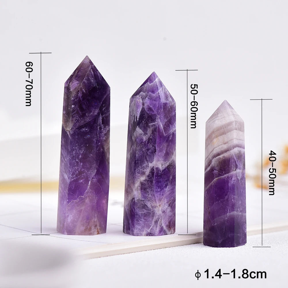 4-7cm 1pc Buyde Dream Amethyst Quartz Natural Crystal Wand Point Healing Stone for sale