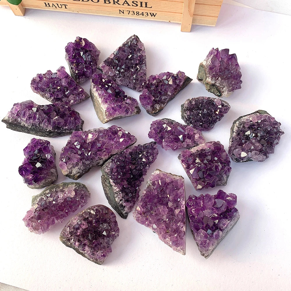 Buyde 1Pc High Quality Uruguay Amethyst Raw Stone Natural Amethyst Cluster Dark Purple Quartz Energy Decoration