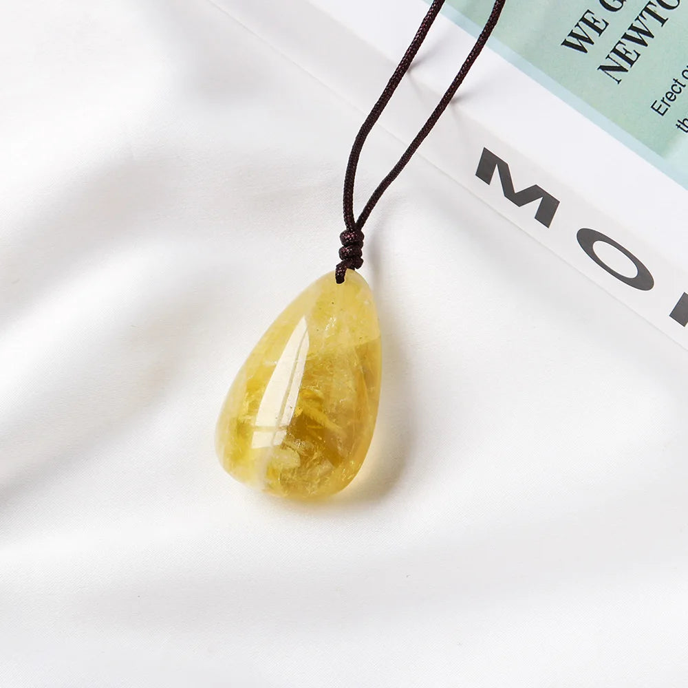 Charm Natural Gemstones Yellow Crystal Water Drop Pendant Citrine Women Jewelry Gift Diy Jewelry Making Necklace Accessories